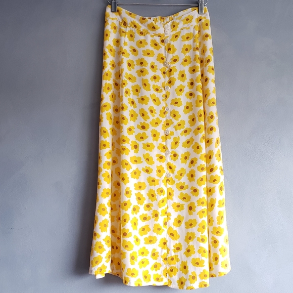 FAITHFULL THE BRAND MARIGOLD PRINT MIDI SKIRT, SIZE, US L - Picture 12 of 14